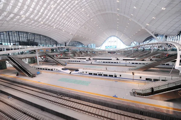 Crh China Railway High Speed Treinen Worden Gezien Wuhan Railway — Stockfoto