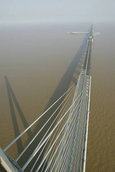 Вид Залив Ханчжоу Мост Самый Длинный Мире Морской Мост Четверг — стоковое фото