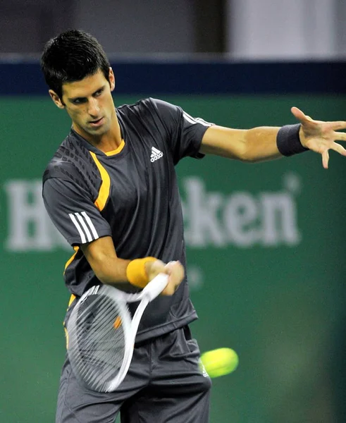 Novak Djokovic Serbie Affronte Fabio Fognini Italie Deuxième Tour Tournoi — Photo