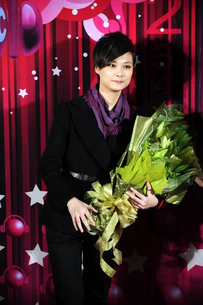 Chinese Singer Yuchun Seen Red Carpet Music Award Ceremony Beijing — Stock Photo, Image