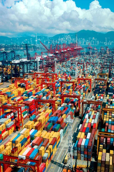 Multitud Contenedores Apilan Kwai Chung Container Terminal Hong Kong Junio — Foto de Stock