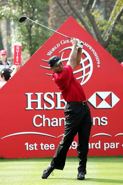 Golfista Número Mundial Tiger Woods United States Tees Durante Rodada — Fotografia de Stock