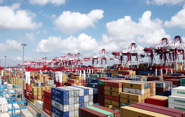 View Container Terminal Port Qingdao Qingdao City East Chinas Shandong Royalty Free Stock Photos