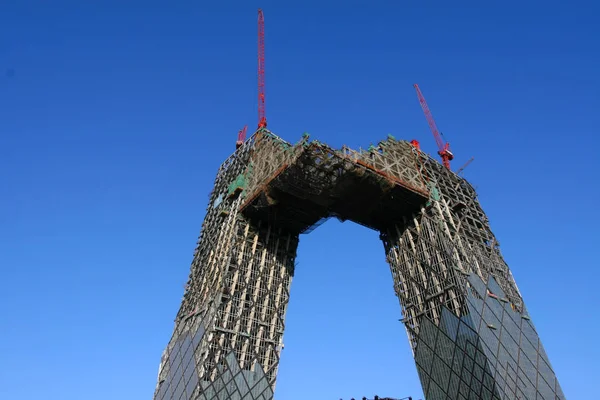 Vista Nova Torre Cctv Construção Pequim Janeiro 2007 — Fotografia de Stock