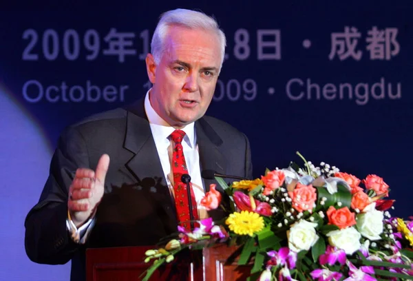 Ken Newell Prezes Pepsico Greater China Przemawia Ceremonii Otwarcia Zakładu — Zdjęcie stockowe