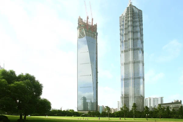 Blick Auf Das Shanghai World Financial Center Links Bau Der — Stockfoto