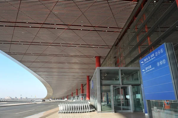 Utsikt Över Ingången Till Terminal Beijing Capital International Airport Peking — Stockfoto