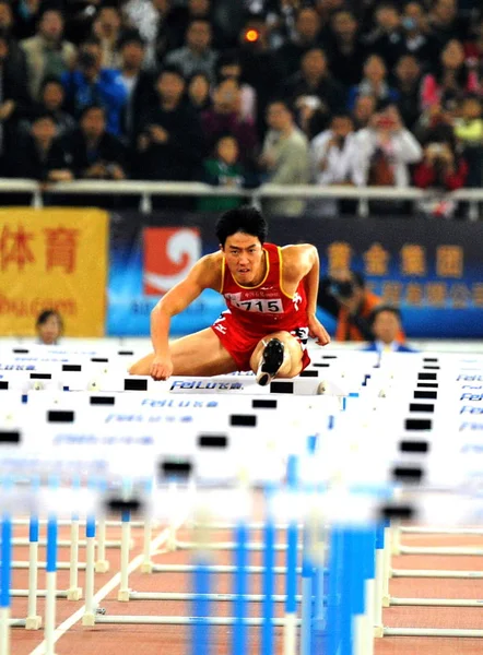 Liu Xiang Shanghai Compite Final Los 110M Obstáculos Mens Los — Foto de Stock