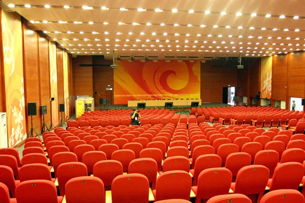 Interior Una Sala Conferencias Prensa Mpc Centro Prensa Principal Beijing —  Fotos de Stock