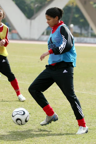 Fußballerinnen Der Deutschen Frauen Nationalmannschaft Messen Sich Während Einer Trainingseinheit — Stockfoto