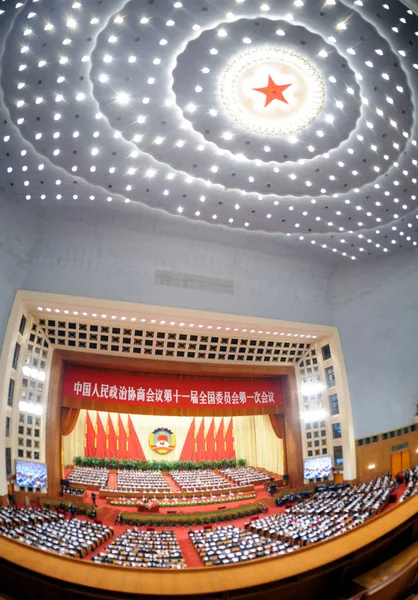 Sicht Der Chinesischen Vertreter Während Der Ersten Sitzung Des Nationalen — Stockfoto