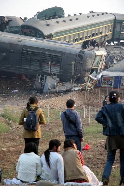 Vista Del Lugar Del Accidente Donde Chocaron Dos Trenes Aldea — Foto de Stock