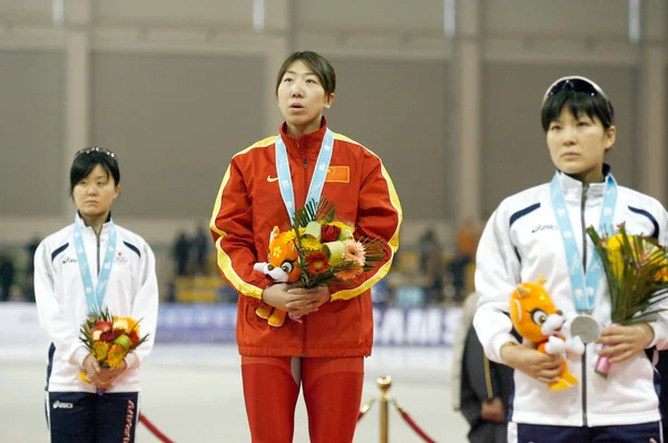 Wang Fei Chine Célèbre Après Avoir Remporté Médaille Battu Record — Photo
