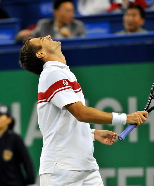 Tommy Robredo Spain Reacts While Competing Rafael Nadal Spain Third — 图库照片