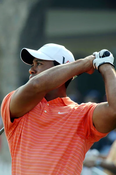 Golfista Numero Uno Mondo Tiger Woods Degli Stati Uniti Allena — Foto Stock