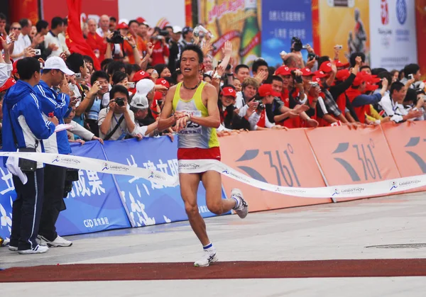 Hongzhu China Winning First Place Xiamen International Marathon Xiamen Southeast — Stock Photo, Image