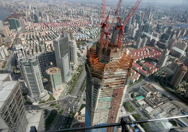 Vista Aérea Segundo Edifício Mais Alto Mundo Construção Centro Financeiro — Fotografia de Stock