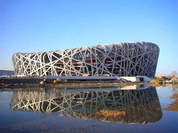 Vista Del Estadio Nacional Conocido Como Nido Aves Construcción Beijing — Foto de Stock