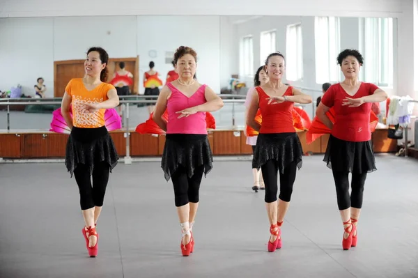 Mitglieder Der Xiyanghong Balletttruppe Üben Ballett Einem Kulturzentrum Shenyang Provinz — Stockfoto
