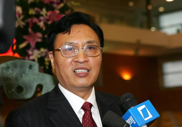 Cui Dianguo Chairman China Cnr Corporation Interviewed Ceremony Listing China — 图库照片