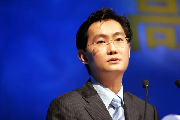 Pony Huateng Elnök Vezérigazgatója Tencent Beszél Egy Fórumot Sanghajban Kína — Stock Fotó