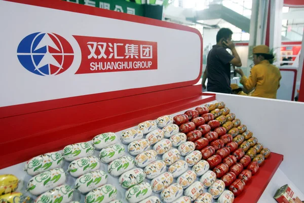 Prodotti Base Carne Del Gruppo Shuanghui Shineway Group Sono Esposti — Foto Stock