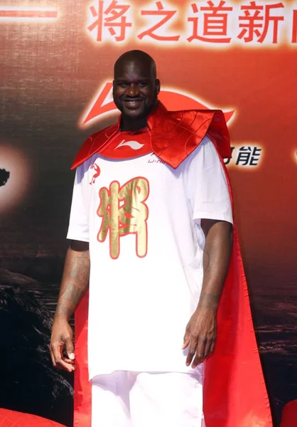Nba Superstar Shaquille Oneil Press Conference Chinese Sportswear Brand Ning — Stock Photo, Image