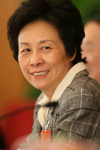 Junqi Голова Китай Асоціація Сприяння Демократії Під Час Прес Конференції — стокове фото