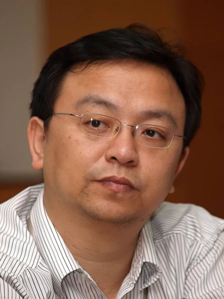 Wang Chuanfu Předseda Představenstva Prezident Byd Company Limited Během Rozhovoru — Stock fotografie