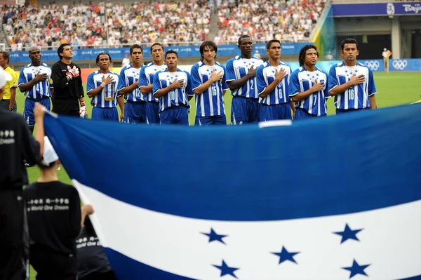 Члени Пуск Збірна Гондурасу Чоловіків Футболу Позувати Перед Конкурувати Південна — стокове фото