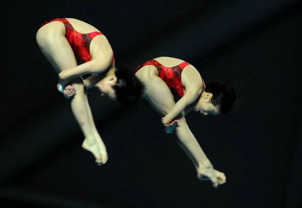 Chinas Wang Xin Und Chen Ruolin Während Der Frauen Synchro — Stockfoto