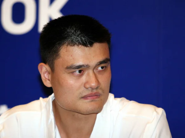 Čínský Basketbalista Yao Ming Centrum Houston Rockets Tiskové Konferenci Situace — Stock fotografie