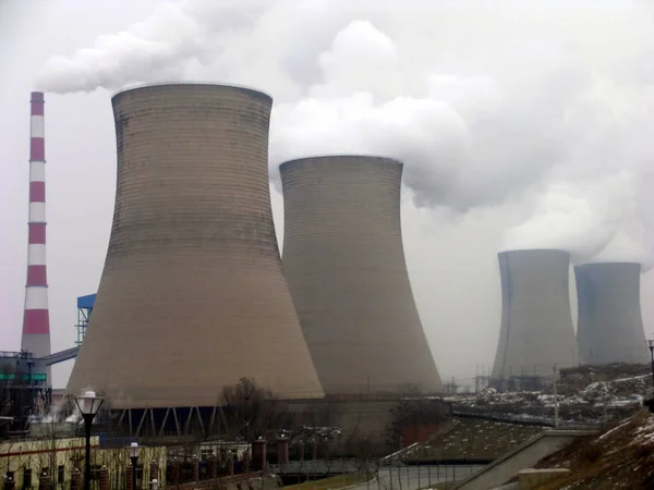 Vista Una Central Eléctrica Carbón Provincia Chinas Shandong Enero 2008 — Foto de Stock