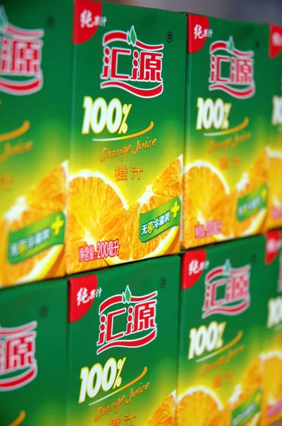 Soubor Lahvové Šťávy Huiyuan Prodávají Supermarketu Čchung Čching Číně Července — Stock fotografie