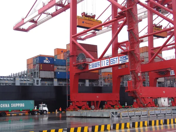 Vista Terminal Contêineres Porto Yangshan Deep Water Xangai — Fotografia de Stock