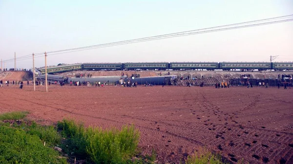 Vista Del Lugar Del Accidente Donde Chocaron Dos Trenes Aldea — Foto de Stock