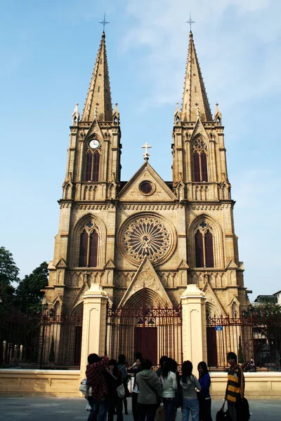 Vista Catedral Del Sagrado Corazón Iglesia Seksat Ciudad Guangzhou Provincia — Foto de Stock