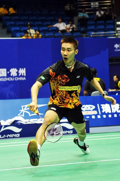 Lee Chong Wei Malasia Compite Contra Chinas Qicheng Durante Primera — Foto de Stock