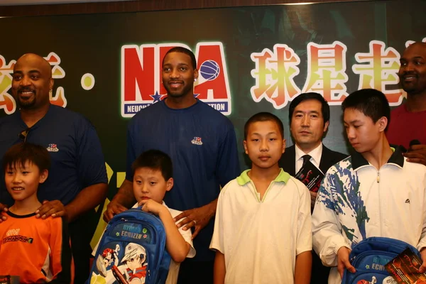 Jugadora Nba Tracy Mcgrady Houston Rockets Otras Estrellas Nba Posan — Foto de Stock