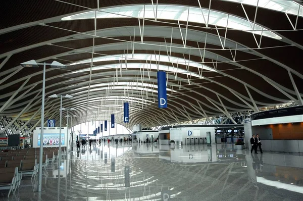 Innenansicht Des Terminals Des Internationalen Flughafens Pudong Shanghai März 2008 — Stockfoto