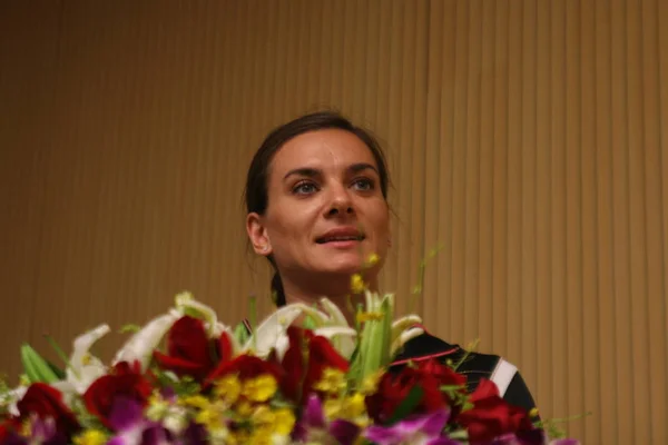 Yelena Isinbayeva Poseedora Del Récord Mundial Bóveda Polar Rusa Habla — Foto de Stock