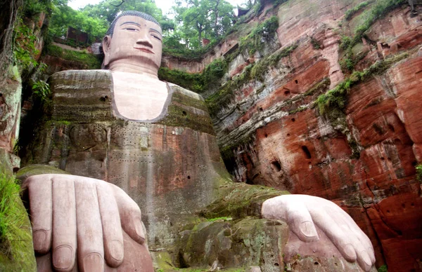 Pohled Leshan Obří Buddha Provincii Čchuan — Stock fotografie