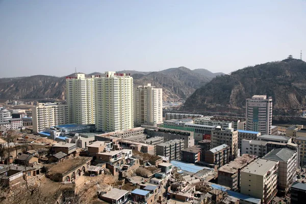 Cityscape Yanan Város Északnyugati Chinas Shaanxi Tartományban Március 2008 — Stock Fotó