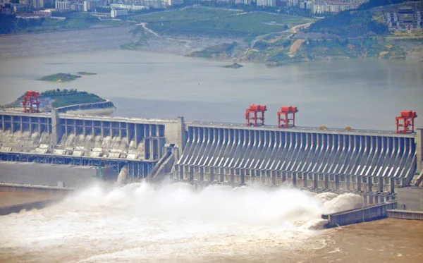 Uitzicht Drie Gorges Dam Aan Yangtze Rivier Yichang Centrale Chinas — Stockfoto