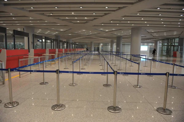 Interior Terminal Aeroporto Internacional Pequim Capital Pequim Janeiro 2008 — Fotografia de Stock