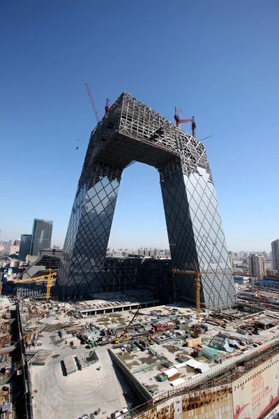 Pohled Nové Cctv Tower Výstavbě Pekingu Březen 2008 — Stock fotografie