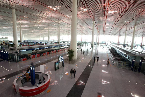 Binnenland Van Terminal Iii Van Internationale Luchthaven Beijing Capital Peking — Stockfoto
