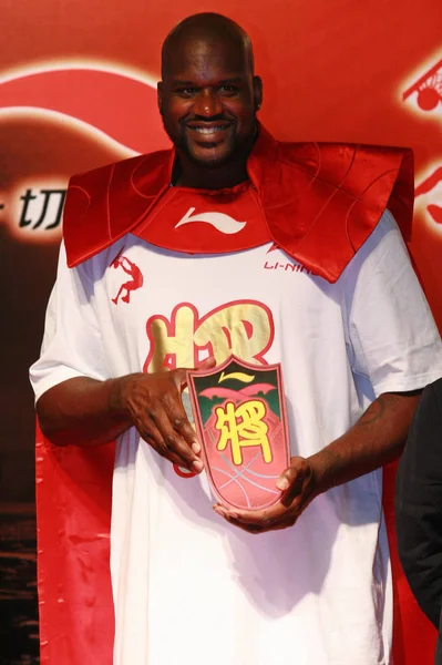 Nba Superstar Shaquille Oneil Press Conference Chinese Sportswear Brand Ning — Stock Photo, Image