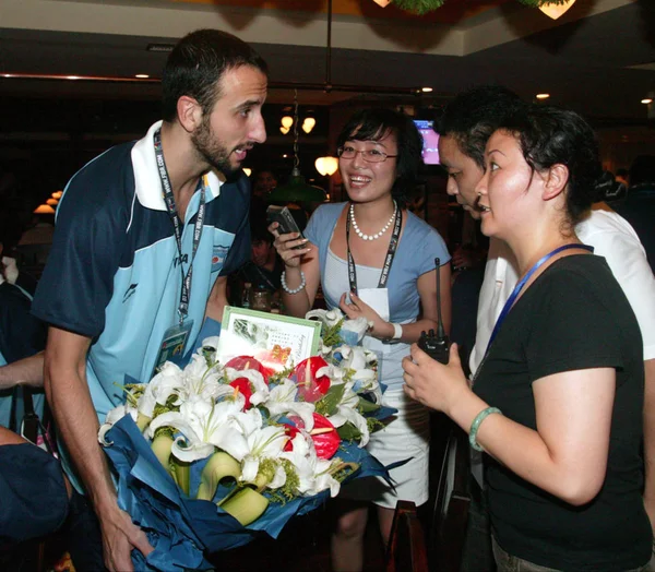 Jogador Argentino Basquete Emanuel Ginobili Conhecido Como Manu Ginobili Esquerda — Fotografia de Stock