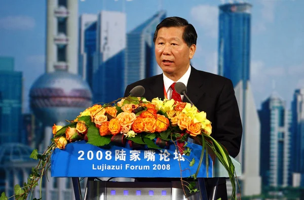 Shang Fulin Голова Комісії Регулювання Цінних Паперів Китаї Говорить Lujiiui — стокове фото